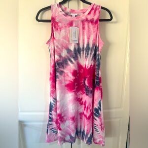 LuLaRoe Pink and Blue Tie-Dye Dress